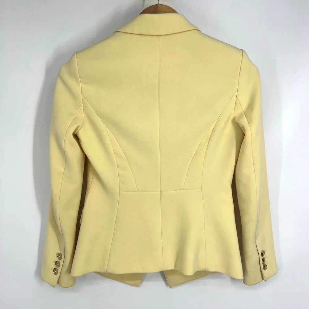 White House Black Market Yellow Double Breasted Blazer Gold Buttons 00P - Picture 2 of 10